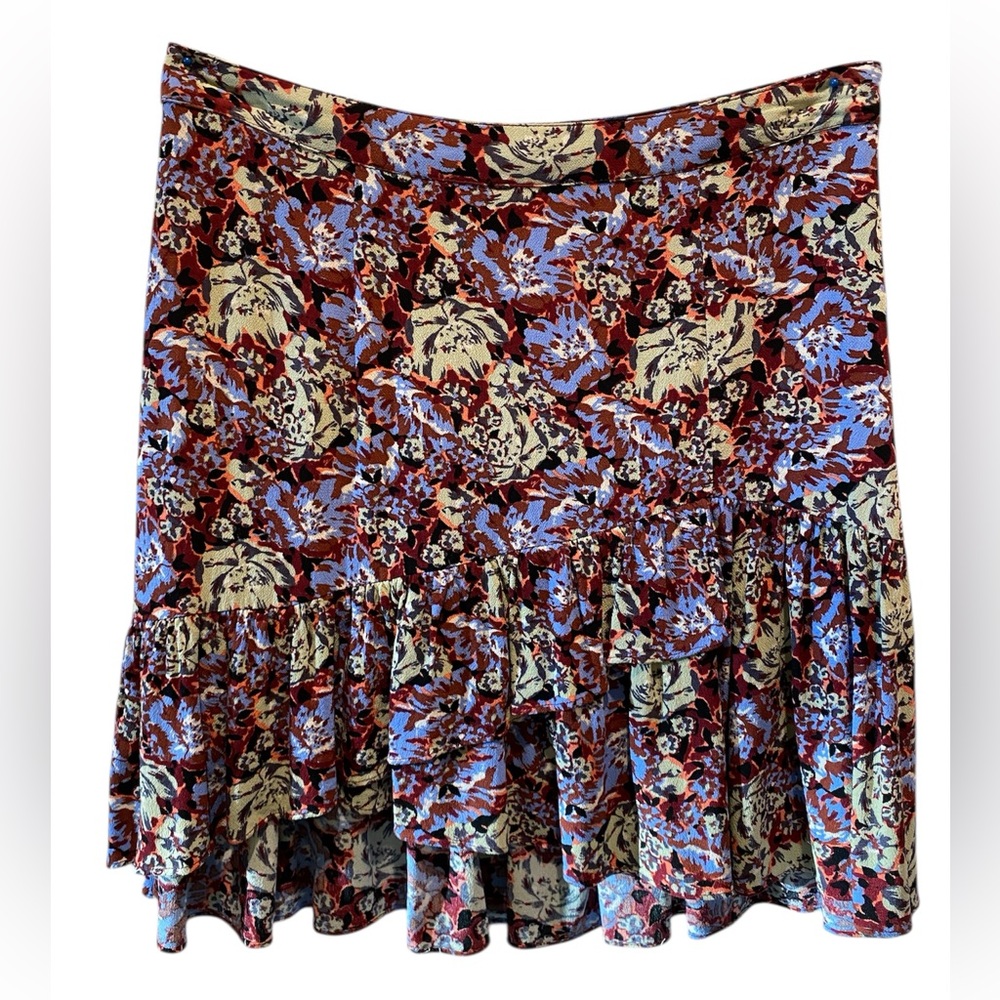 FREE PEOPLE Skirt Mini Floral Ruffle